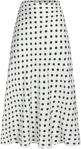 Gorglitter Women's Polka Dots الطويل تنانير تتدفق الأنبوب تنورة سببية عالية الخصر in Kuwait