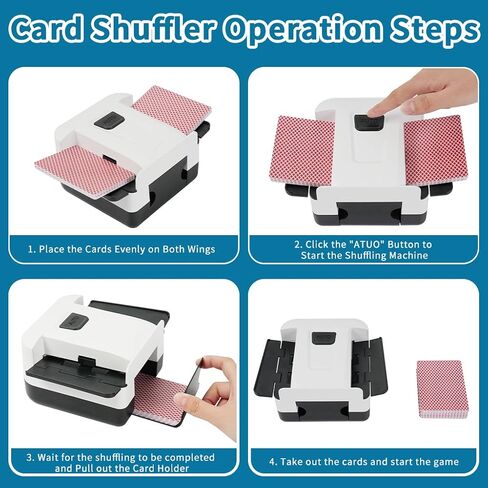 ماكينة خلط البطاقات الأوتوماتيكية من SirShop لعدد 1-2 من الطوابق، ماكينة خلط بطاقات اللعب مع ضغطة واحدة تلقائية، آلة خلط البطاقات المحمولة للبوكر، لعبة ورق، سكيب بو، المرحلة 10 والمزيد in Kuwait