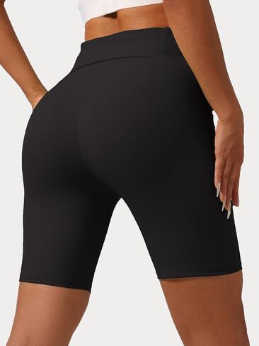 Women's High Waist Biker Shorts with Cross Waist Pant for Yoga, Gym, and Running in Saudi Arabia