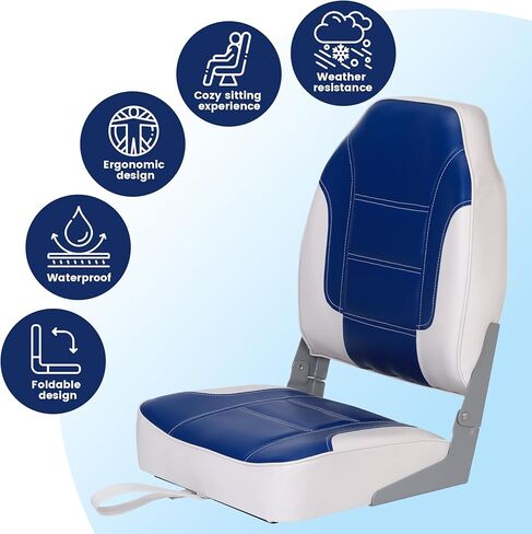 مقاعد قارب 2 حزمة ، مقاعد قارب قابلة للطي عالية - كراسي قوارب الصيد مع حشوة إسفنجية سميكة ، مسامير من الفولاذ المقاوم للصدأ وتصميم قارب للسرعة ، الزورق ، قوارب المعالم السياحية in Kuwait