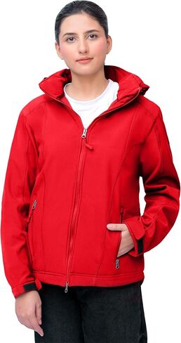 Touch&Torn Women's Softshell Jacket Warm Jacket Light Hooded Windproof Coat for Outdoor Hiking in Kuwait