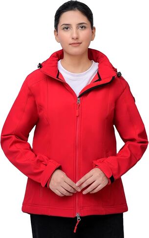 Touch&Torn Women's Softshell Jacket Warm Jacket Light Hooded Windproof Coat for Outdoor Hiking in Kuwait