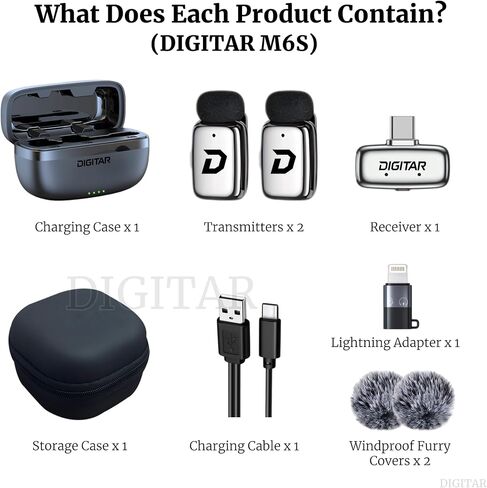 Wireless Super Mini Lavalier Microphone for iPhone, Android, iPad, Noise Reduction, Monitor Audio, Charging Case, Crystal Clear Zero‑Latency  Sound for Live Streaming, Recording in Saudi Arabia