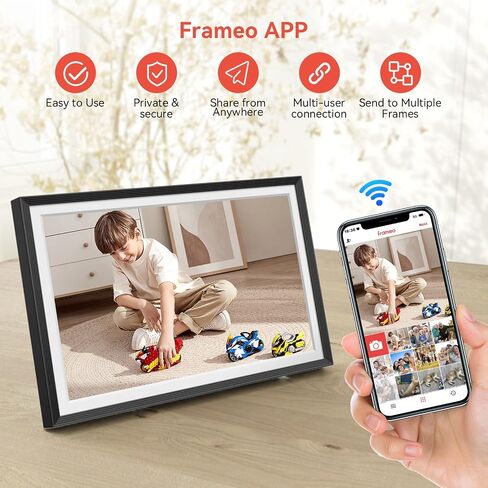 إطار صورة رقمي Frameo مقاس 10.1 بوصة، إطار صور رقمي ذكي WiFi مع ذاكرة 32 جيجا، شاشة لمس عالية الدقة، تدوير تلقائي، عرض شرائح in Kuwait
