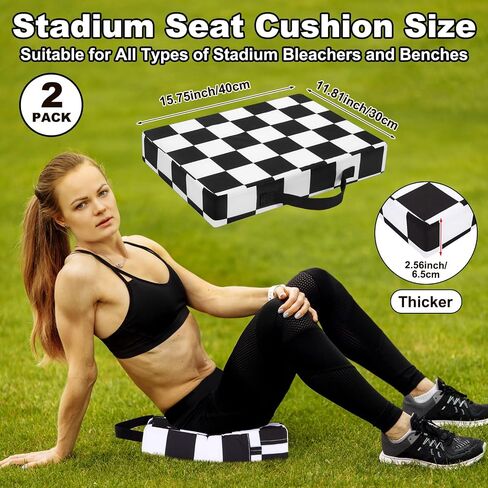 Chunful 2 Pcs Stadium Seat Cushions 2.56'' Extra Thick Portable Water-Repellent Bleacher Seat Cushions with Handle Bleacher Pads for Outdoor Sports Event Concert Office Chair Beach in Saudi Arabia