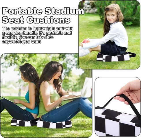 Chunful 2 Pcs Stadium Seat Cushions 2.56'' Extra Thick Portable Water-Repellent Bleacher Seat Cushions with Handle Bleacher Pads for Outdoor Sports Event Concert Office Chair Beach in Saudi Arabia