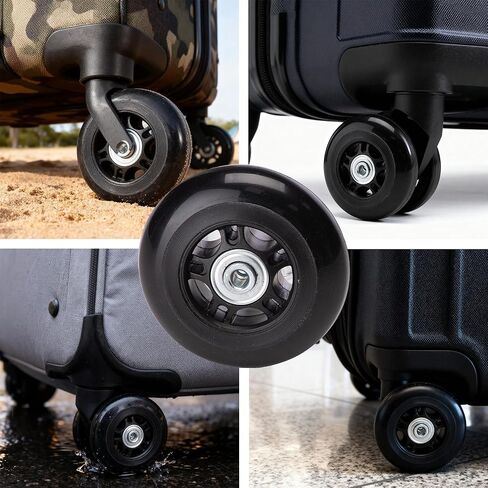 عجلات حقيبة الأمتعة البديلة، مجموعة استبدال الأمتعة مقاس 90 × 24 مم لحقيبة الترولي، مع عجلتين من البولي يوريثان ومفاتيح ربط in Kuwait
