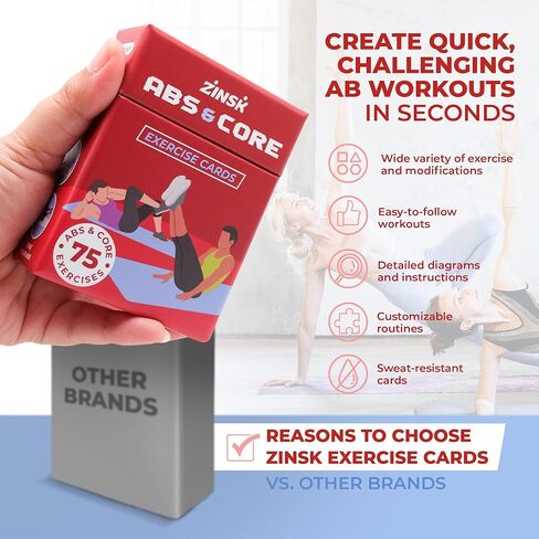 Zinsk 75 Booty & فخذي بطاقات تمرين - اشعر بالحروق وأنت تشكل ورفع - بطاقات محمولة 3.5 "× 2.5" للتدريبات المنزلية أو السفر - 75 تمارين فريدة من نوعها للمشاركة في التدريبات السفلية السريعة في الجسم in Kuwait