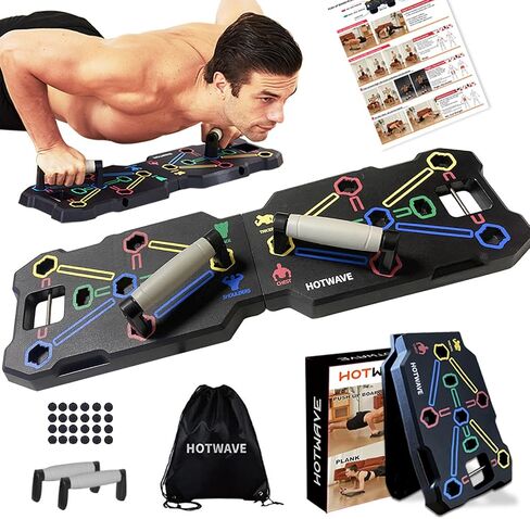 HOTWAVE Push Up Board, Portable Pushup Board for Men, Foldable Push-up Board, Multifunctional Push Up Board 20 in 1 at Home Gym, Pushup Handles for Chest Muscle Exercise Strength Training Equipment in Saudi Arabia