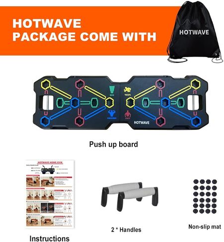 HOTWAVE Push Up Board, Portable Pushup Board for Men, Foldable Push-up Board, Multifunctional Push Up Board 20 in 1 at Home Gym, Pushup Handles for Chest Muscle Exercise Strength Training Equipment in Saudi Arabia