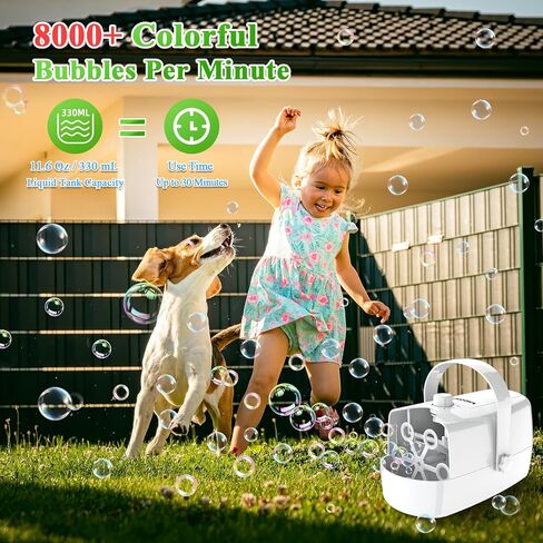 Bubble Machine, 3 in 1 Bubble Maker, Bubble Blower with Replaceable Bubble Wands, 18000+ Bubbles Per Minute, Operated by Plug-in or Batteries, Bubble Toys for Indoor Outdoor Birthday Party in Saudi Arabia