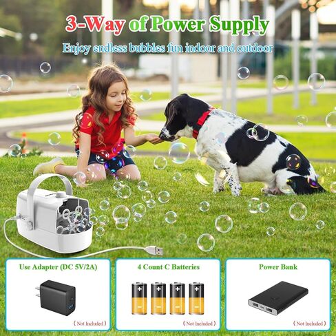 Bubble Machine, 3 in 1 Bubble Maker, Bubble Blower with Replaceable Bubble Wands, 18000+ Bubbles Per Minute, Operated by Plug-in or Batteries, Bubble Toys for Indoor Outdoor Birthday Party in Saudi Arabia