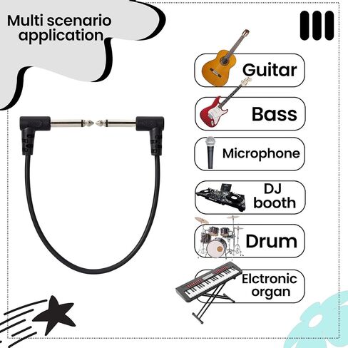 3PCS 6.35mm Guitar Patch Cables, Right to Right Instrument Cables for Pedalboards, Electric Guitar (6 in|15 cm) in Saudi Arabia