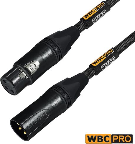 2 Units - 30 Foot - WBC-PRO-Quad Ultra-Silent Ultra-Flexible Balanced Star-Quad Cable with Neutrik Male & Female XLR Plugs & Black Tweed Jacket in Saudi Arabia