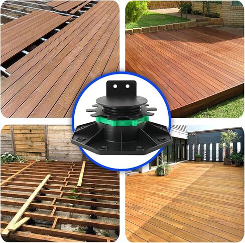 24Pack Upgraded Adjustable Deck Support Pedestal，Deck Foundation Base Support ，Adjustment Raising from 1-9/16" to 2-3/8"，with Fastener Ring for Maximum Stability，Flooring Joist Supports，Black in Saudi Arabia