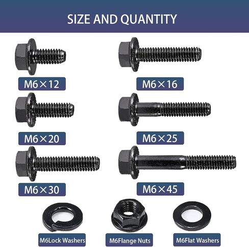M6-1.0 x 16 mm Flanged Hex Head Bolts Flange Hexagon Screws, Full Thread, Alloy Steel, Zinc Plated, Quantity 20 in Kuwait