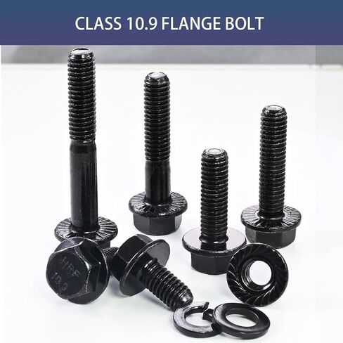 M6-1.0 x 16 mm Flanged Hex Head Bolts Flange Hexagon Screws, Full Thread, Alloy Steel, Zinc Plated, Quantity 20 in Kuwait