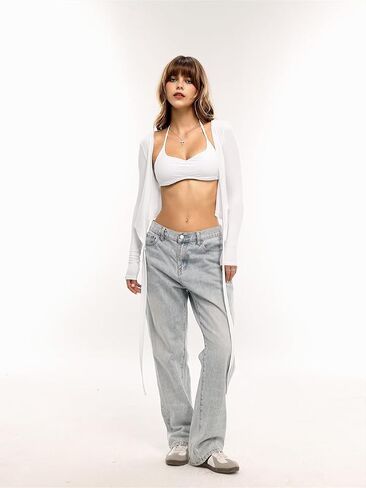 Danysu Ballet Wrap Tops Long Sleeve Cross Tie Crop Shirts Deep V-Neck Dance Clothes Fall Cardigans in Saudi Arabia