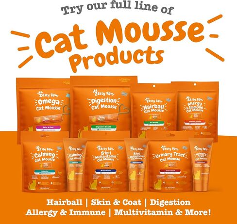 Zesty Paws Hairball Cat Mousse - Cat Treats Lickable Cat Treats Squeeze Up - Cat Squeeze Treats Furball Control - Cat Puree Tube Treats for Cat Digestive Support - Skin & Gut Health - Chicken 14ct in Kuwait