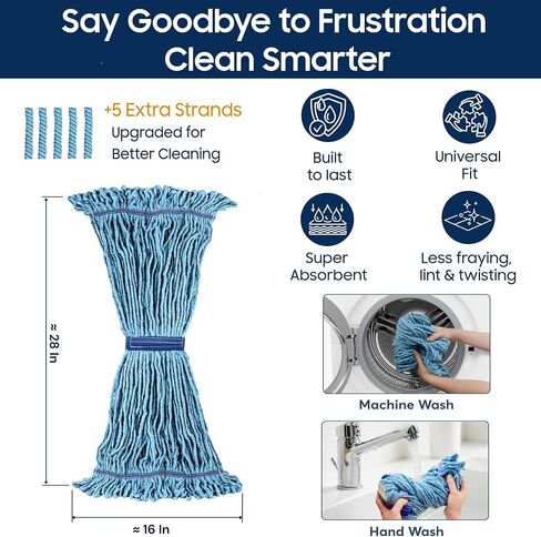 Commercial Mop Head Replacements, Industrial Mop Heads Blue Heavy Duty String Mopheads for Cleaning, Cotton Mophead Refill, Small Loop Mops, Moo String-Mop-Floor-Cleaning-Replacement (Pack of 6) in Saudi Arabia
