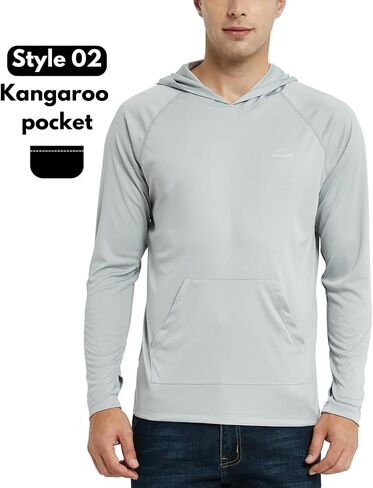 Men's UPF 50+ Sun Protection Hoodie Long Sleeve Shirt Rash Guard Fishing SPF Outdoor UV Shirt Lightweight Pocket in Saudi Arabia