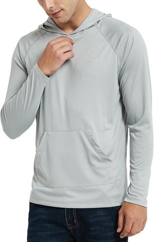 Men's UPF 50+ Sun Protection Hoodie Long Sleeve Shirt Rash Guard Fishing SPF Outdoor UV Shirt Lightweight Pocket in Saudi Arabia