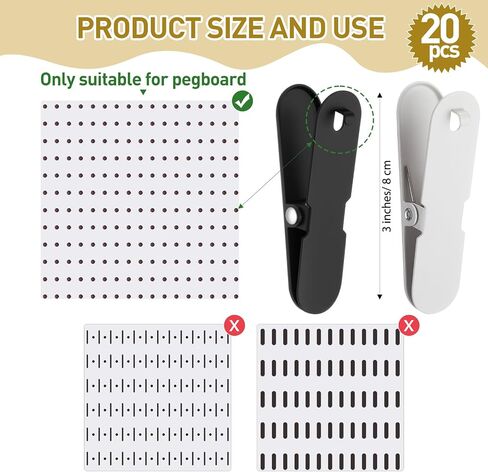 10 Pcs Pegboard Accessories Clips White Pegboard Clips Metal Accessories Hooks Attachment for Crafts Kitchen Bathroom Living Room Office Wall Organize Storage Display Decoration (White) in Saudi Arabia