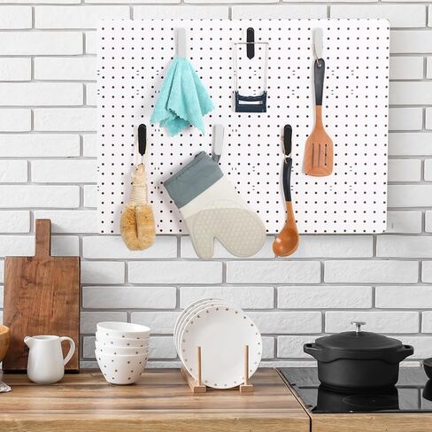 10 Pcs Pegboard Accessories Clips White Pegboard Clips Metal Accessories Hooks Attachment for Crafts Kitchen Bathroom Living Room Office Wall Organize Storage Display Decoration (White) in Saudi Arabia