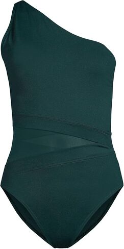 Lands' End Women's Chlorine Resistant Smoothing Control Mesh High Leg One Shoulder One Piece Swimsuit in Saudi Arabia