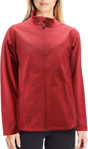 vkwear Women's Classic Soft Shell Water Resistant Fleece Lined Zipper Track Jacket (White, M) in Kuwait