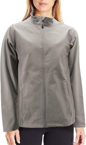 vkwear Women's Classic Soft Shell Water Resistant Fleece Lined Zipper Track Jacket (White, M) in Kuwait
