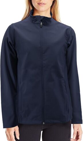 vkwear Women's Classic Soft Shell Water Resistant Fleece Lined Zipper Track Jacket (Silver, XL) in Kuwait