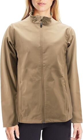 vkwear Women's Classic Soft Shell Water Resistant Fleece Lined Zipper Track Jacket (Silver, XL) in Kuwait