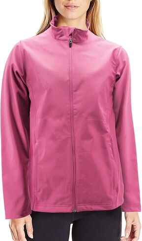vkwear Women's Classic Soft Shell Water Resistant Fleece Lined Zipper Track Jacket (Silver, XL) in Kuwait