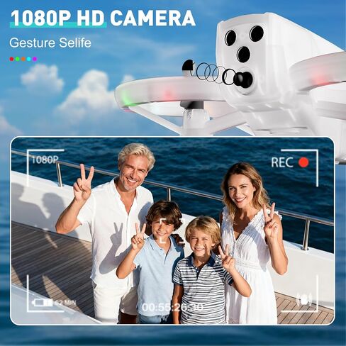 طائرة بدون طيار صغيرة للأطفال والمبتدئين مع ضوء LED رائع - طائرة بدون طيار مع كاميرا 1080HD، قلاب ثلاثي الأبعاد، تثبيت الارتفاع، وضع مقطوعة الرأس، 3 أوضاع للسرعة، ألعاب هدايا للأطفال سهلة الطيران مع بطاريتين للأولاد والبنات (رمادي) in Kuwait