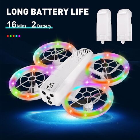 طائرة بدون طيار صغيرة للأطفال والمبتدئين مع ضوء LED رائع - طائرة بدون طيار مع كاميرا 1080HD، قلاب ثلاثي الأبعاد، تثبيت الارتفاع، وضع مقطوعة الرأس، 3 أوضاع للسرعة، ألعاب هدايا للأطفال سهلة الطيران مع بطاريتين للأولاد والبنات (رمادي) in Kuwait
