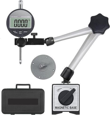 HDLNKAK Digital Dial Indicator Gauge with Magnetic Base Stand 90lbs/40kg Tensile Force, Indicator Holder for 0-1"/25.4mm, 0.01mm/0.0005" Inch/Metric Conversion in Kuwait