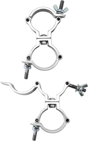 QWORK Lighting Truss Swivel Coupler, 10 Pack 1.89-2" DJ Lighting Clip, 220 lbs Heavy Duty Aluminum Stage Light Truss Rotary Joint, Silver in Saudi Arabia