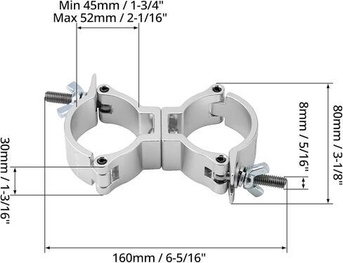 QWORK Lighting Truss Swivel Coupler, 10 Pack 1.89-2" DJ Lighting Clip, 220 lbs Heavy Duty Aluminum Stage Light Truss Rotary Joint, Silver in Saudi Arabia