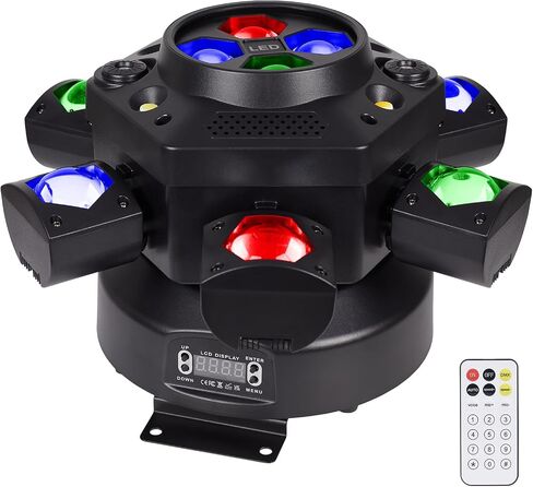 مصابيح DJ ذات رأس متحرك، مصابيح رأس متحركة RGBW LED بقدرة 150 وات، مصابيح حفلات 6 أذرع، ضوء تأثير عيون النحل 4 في 1، نجم أحمر أخضر، ستروب أبيض وعنبر، يدعم DMX-512 وجهاز تحكم عن بعد لشريط الحفلات ديسكو كلوب دي جي in Kuwait