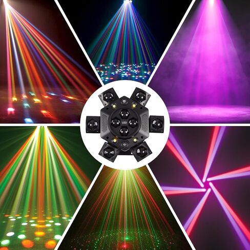 مصابيح DJ ذات رأس متحرك، مصابيح رأس متحركة RGBW LED بقدرة 150 وات، مصابيح حفلات 6 أذرع، ضوء تأثير عيون النحل 4 في 1، نجم أحمر أخضر، ستروب أبيض وعنبر، يدعم DMX-512 وجهاز تحكم عن بعد لشريط الحفلات ديسكو كلوب دي جي in Kuwait