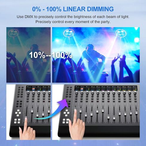 مصابيح DJ ذات رأس متحرك، مصابيح رأس متحركة RGBW LED بقدرة 150 وات، مصابيح حفلات 6 أذرع، ضوء تأثير عيون النحل 4 في 1، نجم أحمر أخضر، ستروب أبيض وعنبر، يدعم DMX-512 وجهاز تحكم عن بعد لشريط الحفلات ديسكو كلوب دي جي in Kuwait