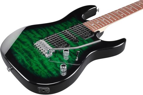 Ibanez grx70qa rg gio electric guitar - حزمة انفجار زمرد شفاف مع مكبر للصوت ، حقيبة أزعج ، موالف ، كابل ، اختيارات ، قرص DVD التعليمي أوستن بازار ، وقطعة تلميع in Kuwait