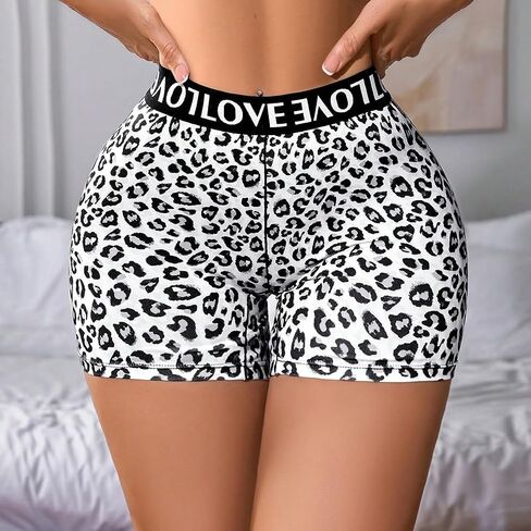 Women's High Waist Sports Camouflage Print Contrast Color Letter Webbing Stitching Boyshorts in Saudi Arabia