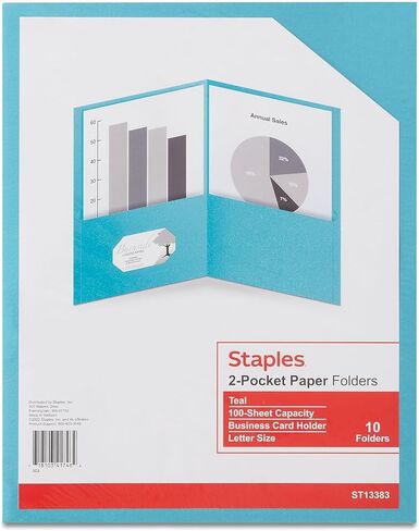 Staples 907693 2-Pocket Folder Light Blue 10/PK (13381-CC) in Saudi Arabia