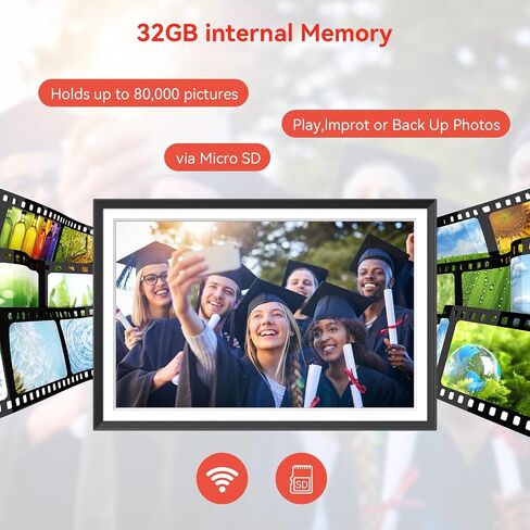 إطار صورة رقمي Frameo مقاس 10.1 بوصة، إطار صور رقمي ذكي يعمل بتقنية WiFi مع ذاكرة 32 جيجا، شاشة لمس عالية الدقة، تدوير تلقائي in Kuwait