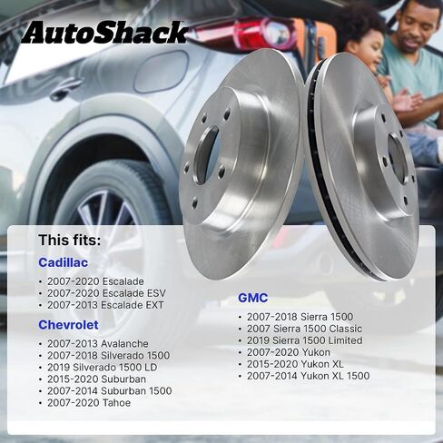 Autoshack الخلفي الخلفي حفر الفرامل دوارات الفرامل الفضية زوج من 2 سائق والركاب البديل على جانب شيفروليه سيلفرادو 1500 تاهو سوبربان 1500 GMC Sierra 1500 Yukon Cadillac Escalade PR65135DSZPR in Kuwait
