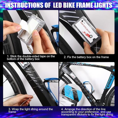 VIHOSE 4 قطع دراجة ديسكو LED ضوء 2 عجلة دراجة 1 إطار أضواء LED و1 مصابيح أمامية مع دراجة تعمل بالبطارية ملحقات مشرقة لركوب الدراجات هدايا حفلات الديسكو ركوب ليلًا مقاومة للماء in Kuwait