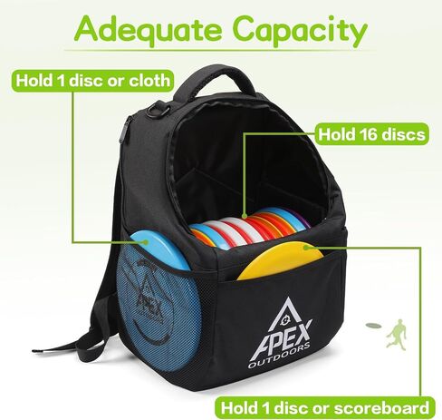 Lite Disc Golf Bag, Disc Golf Backpack Holds Over 18 Discs, with Foldable Support Panels & Accessories Pouch & Water Bottle Holder in Saudi Arabia