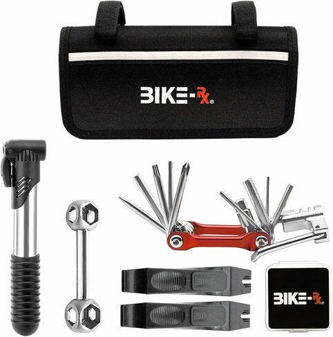 Bike Repair Kit Tool Bag – 16-in-1 Multitool, 120PSI Mini Pump, Tire Levers, Patches, Saddle Bag for Road, Mountain, and E-Bikes, Portable Tool Kit for Emergencies & Repairs in Saudi Arabia